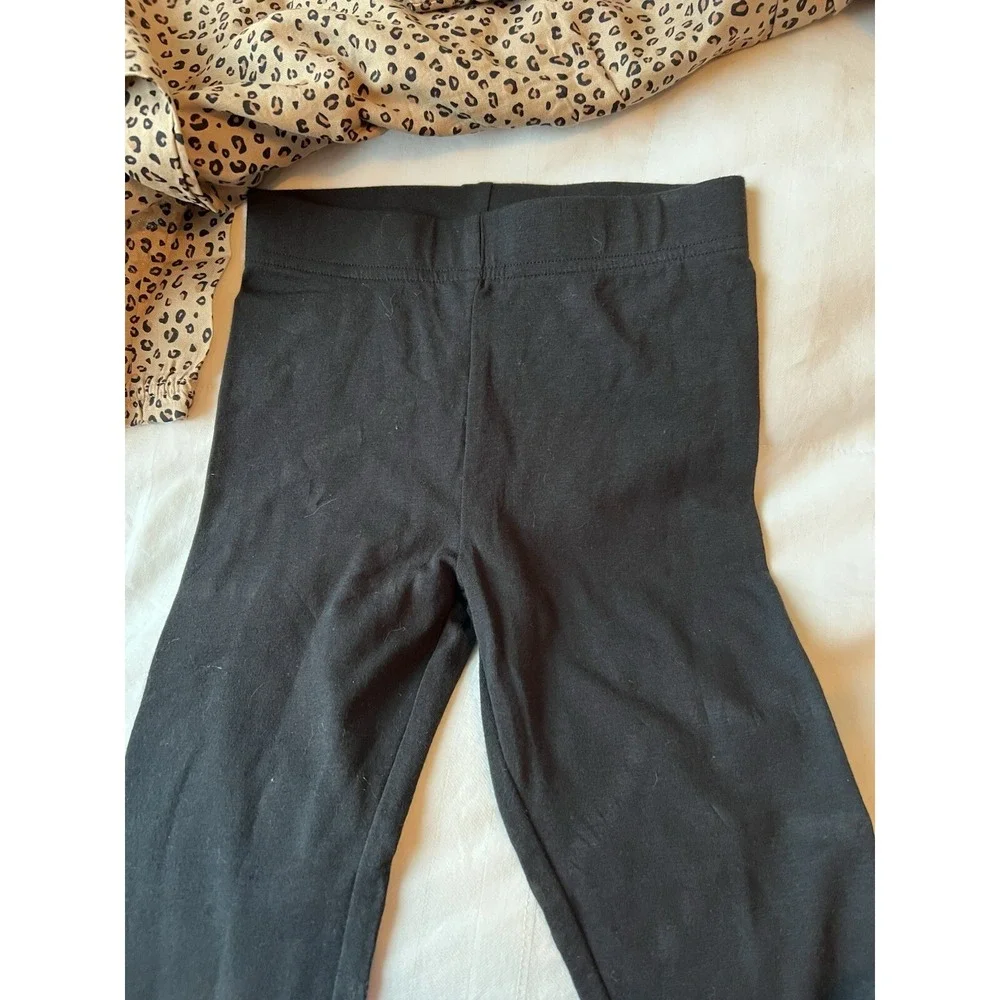 Carter's Girls' 2-Piece Top and Legging Set Animal Print Bow Black Sz 5 NWT